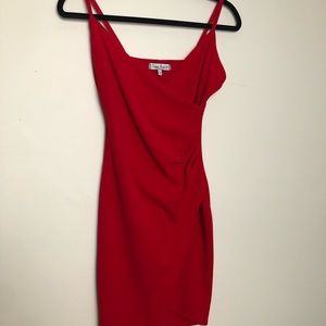 Asymmetrical Bodycon Dress in Red